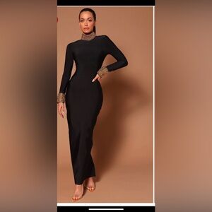Black/Gold embellished maxi dress